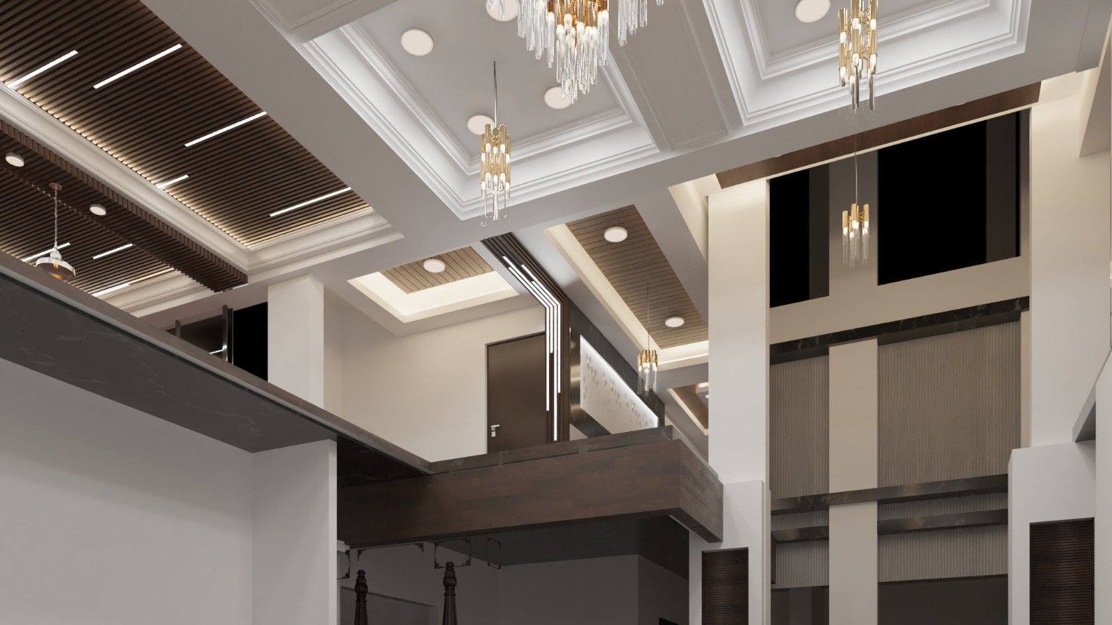 Completed double-height living room interior