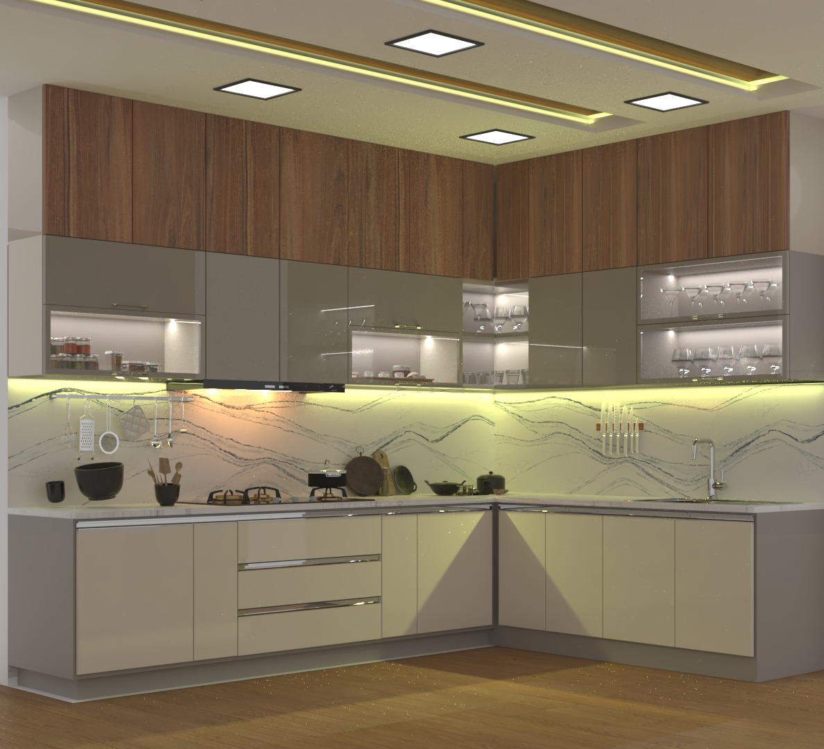 Finished modular kitchen interior